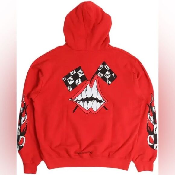 Chrome Hearts Matty Boy Chomper Flame Logo Hoodie Red-orange size Small nwt - Picture 2 of 9